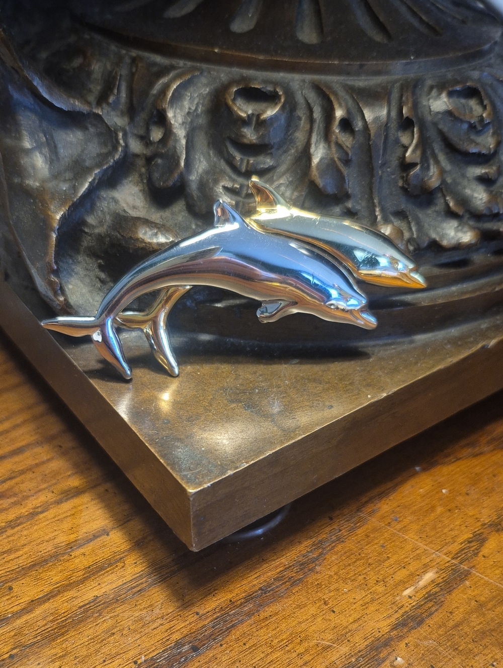 Vintage Dolphin Two Tone Duo Brooch Pin